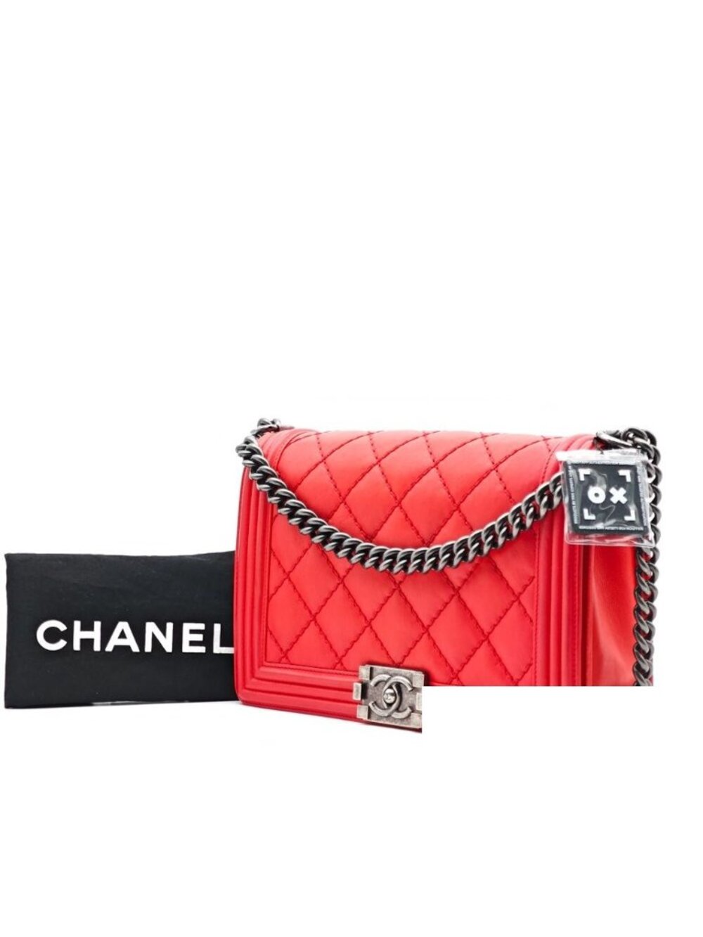 Chanel Boy Calfskin Red Chain Shoulder Bag